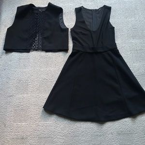 Maje fit and flair dress W/ vest